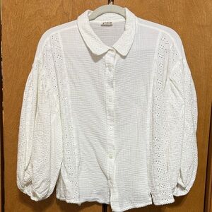 Free People White Eyelet Blouse
